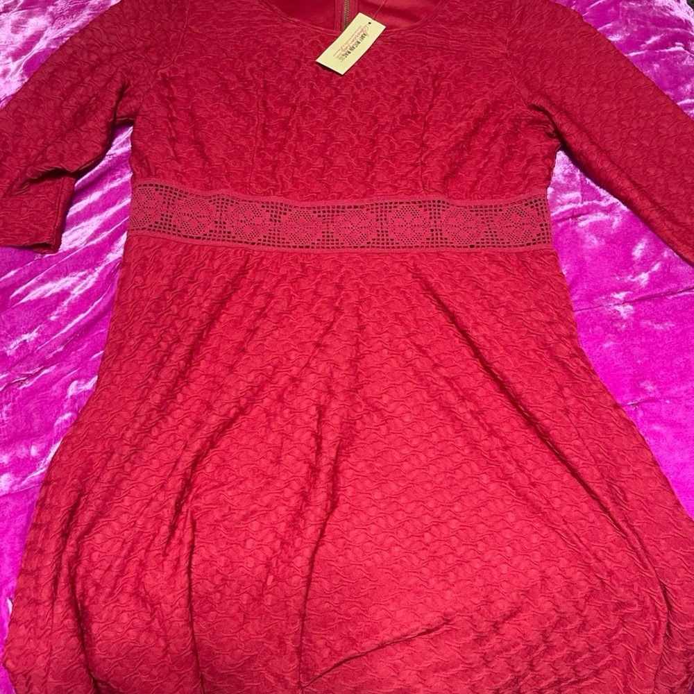 American Rag Red Textured Midi Dress